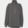CLOSED Femme HALF ZIP T Shirt à Manches Longues Dark Nickel -Promos CLOSED Magasin 31f1f380674a4a89b30660c6dcab1e8f