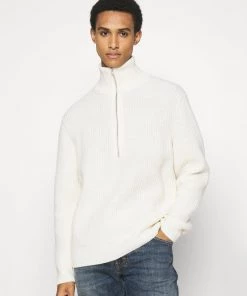 CLOSED HALF ZIP JUMPER Pullover Ecru Homme