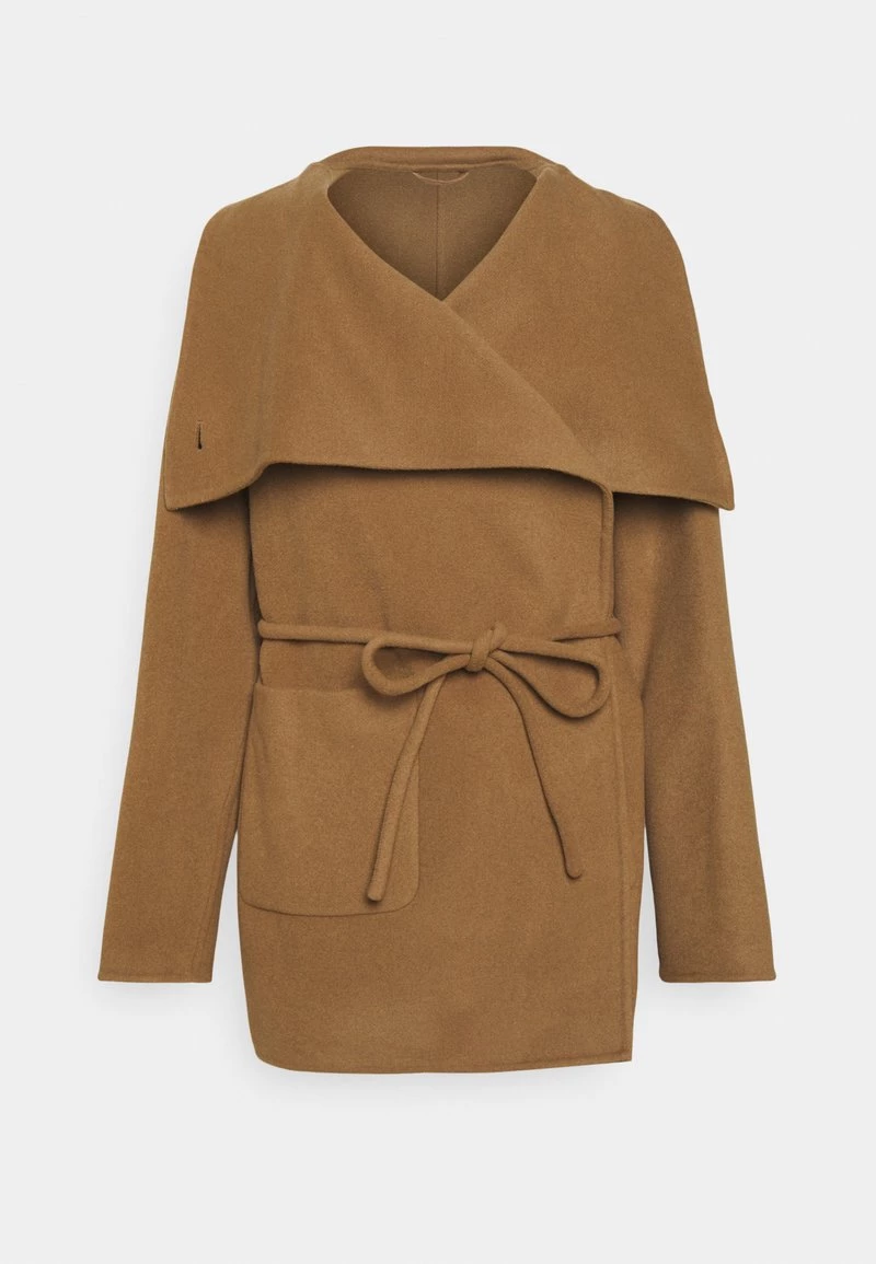 CLOSED ELVY BELTED COAT FUNNEL NECK Manteau Court Dark Tan Femme 6 CLOSED ELVY BELTED COAT FUNNEL NECK Manteau Court Dark Tan Femme – Image 4