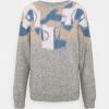CLOSED Femme COLOUR BLOCK CREW NECK Pullover Grey Heather Melange