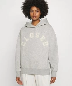 CLOSED Femme HOODIE WITH WHITE LOGO ACROSS CHEST Sweatshirt Grey