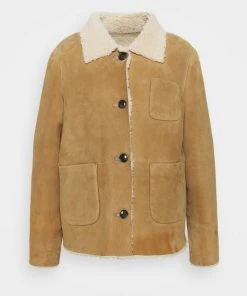 CLOSED Femme WILLOW SHEARLING JACKET Veste En Cuir Sandstone